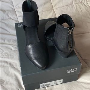 Eileen Fisher Fame Pump Black Tumbled Leather NIB